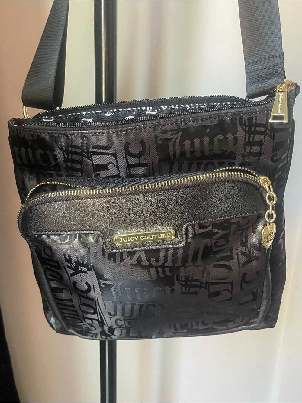 Juicy Couture Black Logo Nylon Crossbody with Gold Hardware - Picture 3 of 6